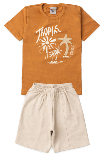 Conjunto de Verão para Menino Paraíso Tropical Caramelo