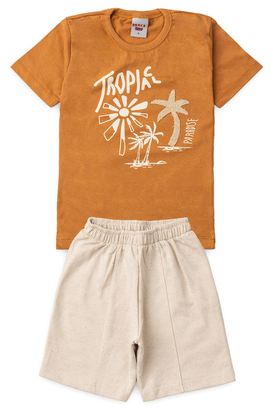 Conjunto de Verão para Menino Paraíso Tropical Caramelo