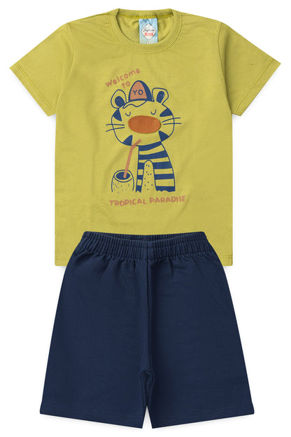 Conjunto de Verão para Menino Paraíso Tropical Verde
