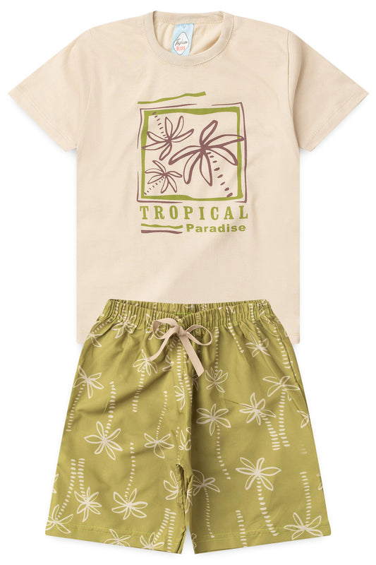 Conjunto de Verão para Menino Paraíso dos Coqueiros Bege