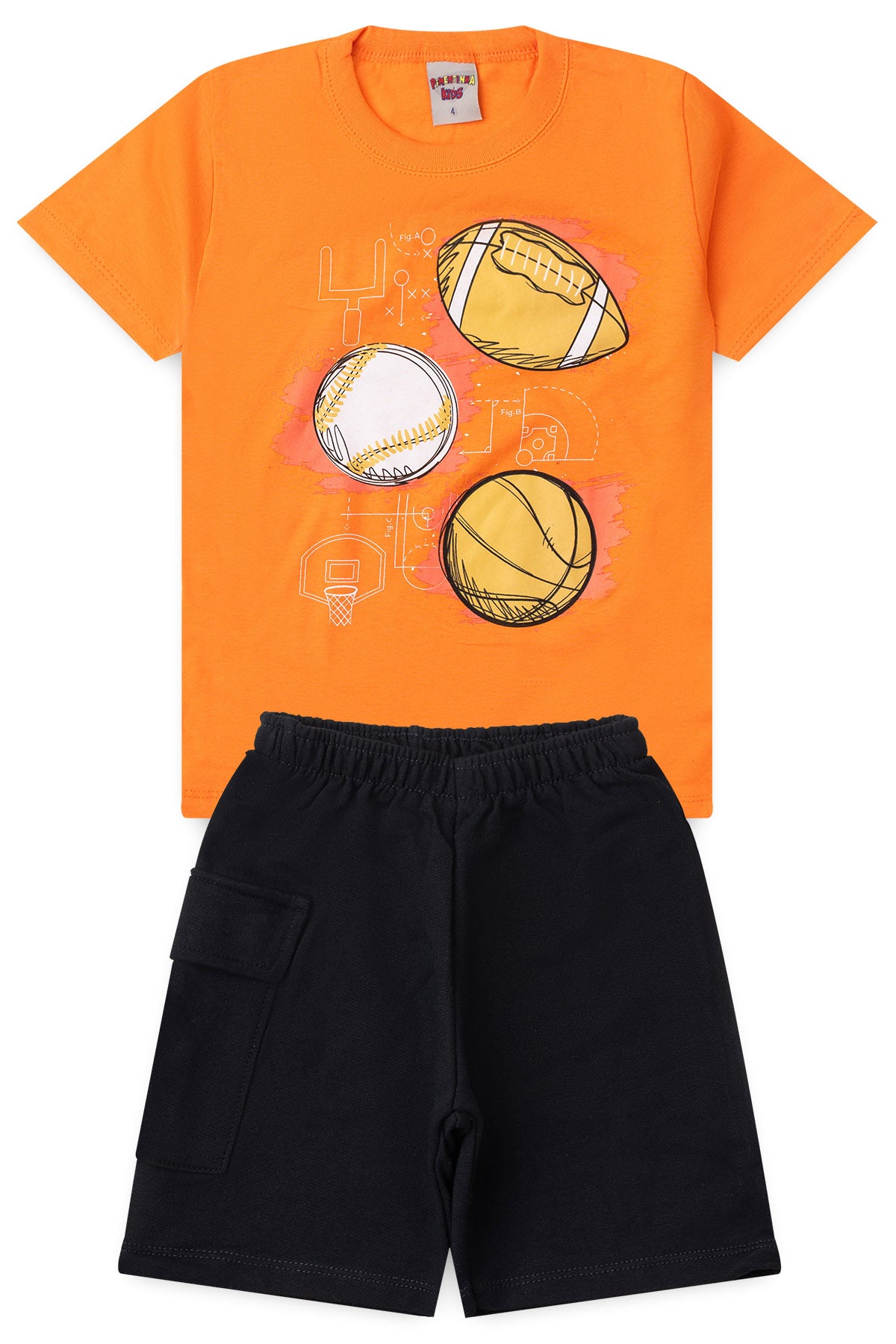 Conjunto de Verão para Menino Pequeno Atleta Laranja