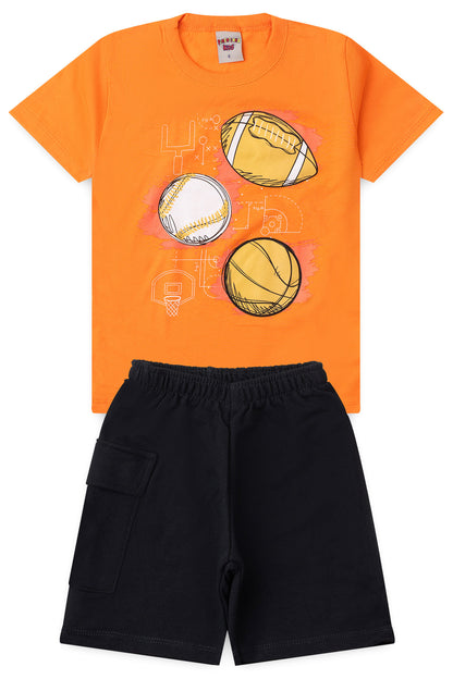 Conjunto de Verão para Menino Pequeno Atleta Laranja