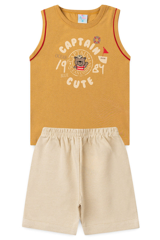 Conjunto de Verão para Menino Pequeno Capitão Caqui