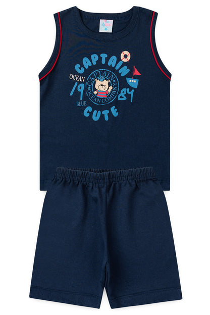 Conjunto de Verão para Menino Pequeno Capitão Marinho