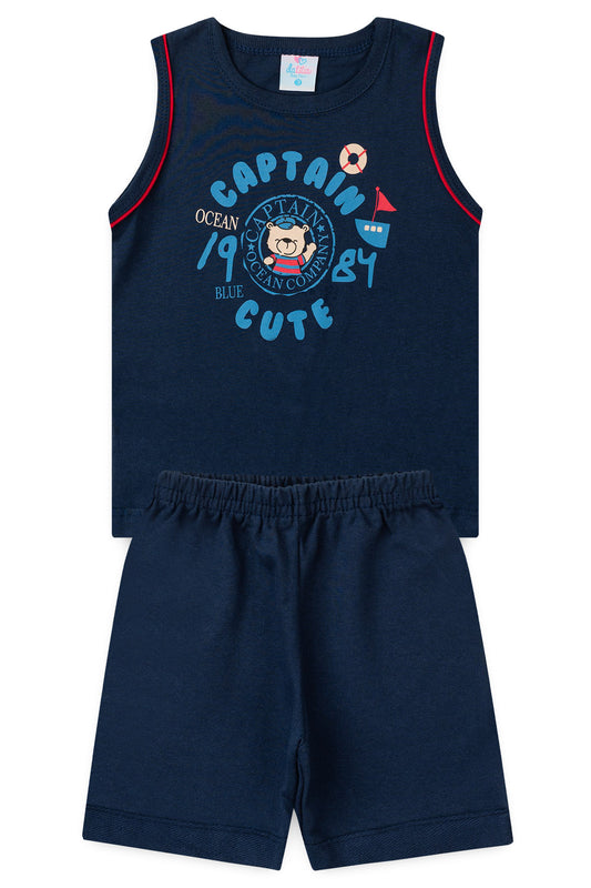 Conjunto de Verão para Menino Pequeno Capitão Marinho