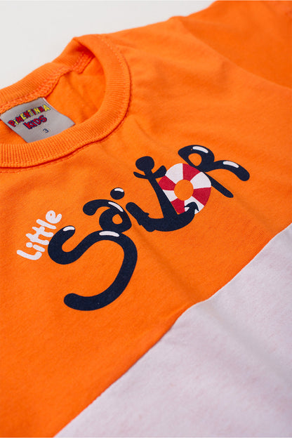 Conjunto de Verão para Menino Pequeno Marinheiro Laranja