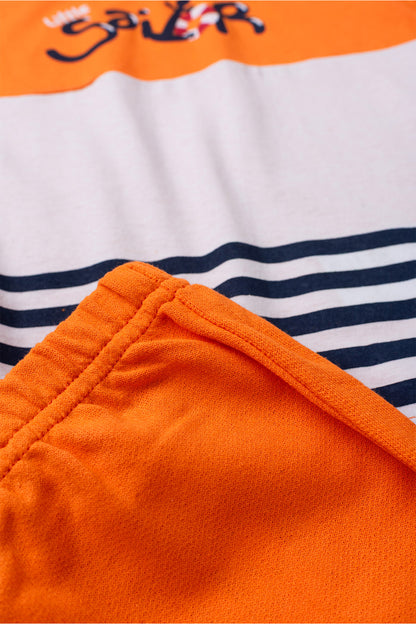Conjunto de Verão para Menino Pequeno Marinheiro Laranja