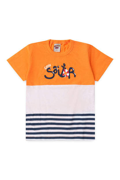Conjunto de Verão para Menino Pequeno Marinheiro Laranja