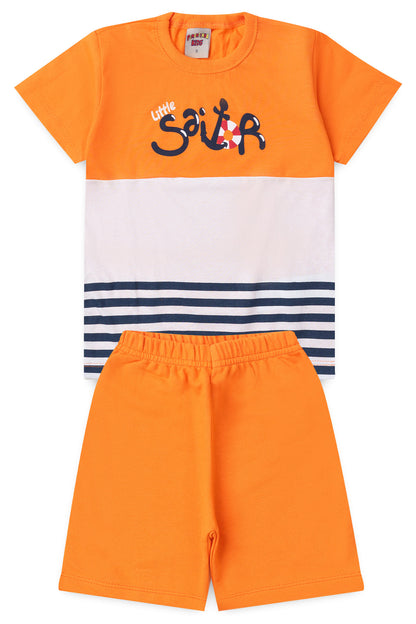 Conjunto de Verão para Menino Pequeno Marinheiro Laranja