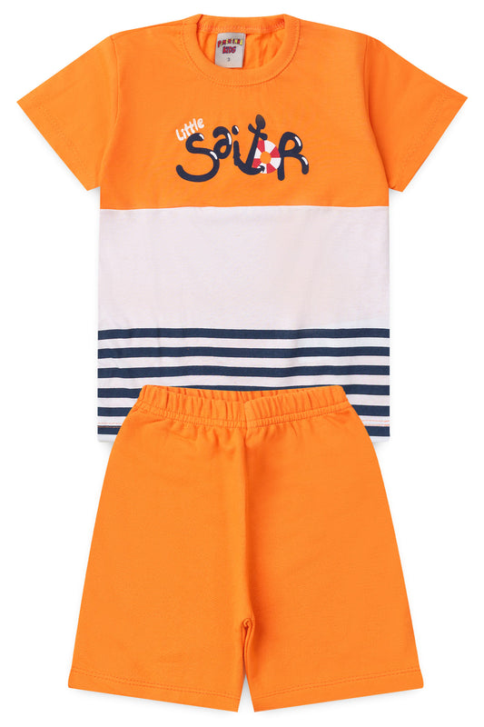Conjunto de Verão para Menino Pequeno Marinheiro Laranja