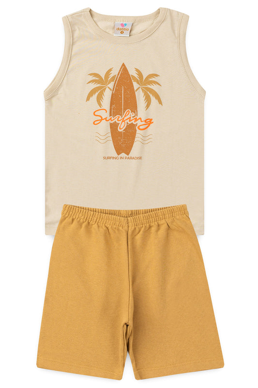 Conjunto de Verão para Menino Prancha Radical Bege