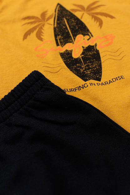 Conjunto de Verão para Menino Prancha Radical Mostarda