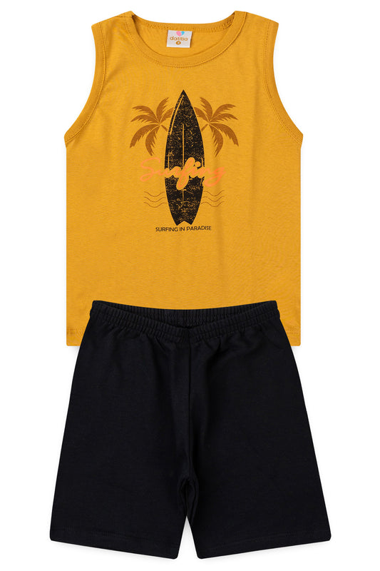 Conjunto de Verão para Menino Prancha Radical Mostarda