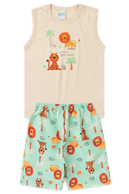 Conjunto de Verão para Menino Reis da Selva Bege