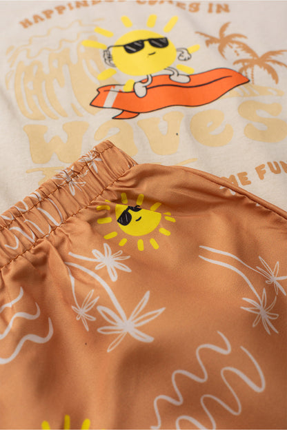 Conjunto de Verão para Menino Sol Radical Bege