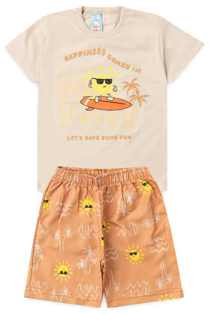 Conjunto de Verão para Menino Sol Radical Bege