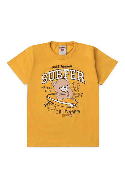 Conjunto de Verão para Menino Surf de Verão Mostarda