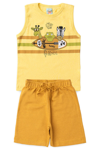 Conjunto de Verão para Menino Turma do Surf Amarelo