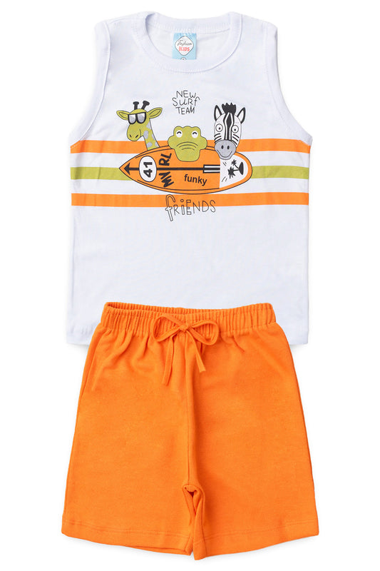 Conjunto de Verão para Menino Turma do Surf Branco
