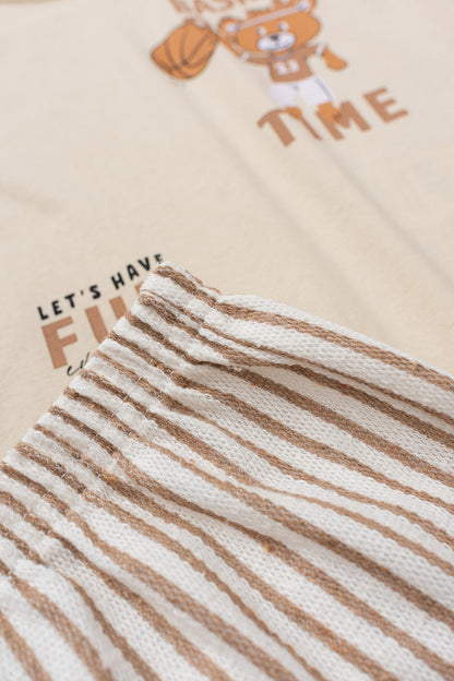 Conjunto de Verão para Menino Hora do Basquete Bege