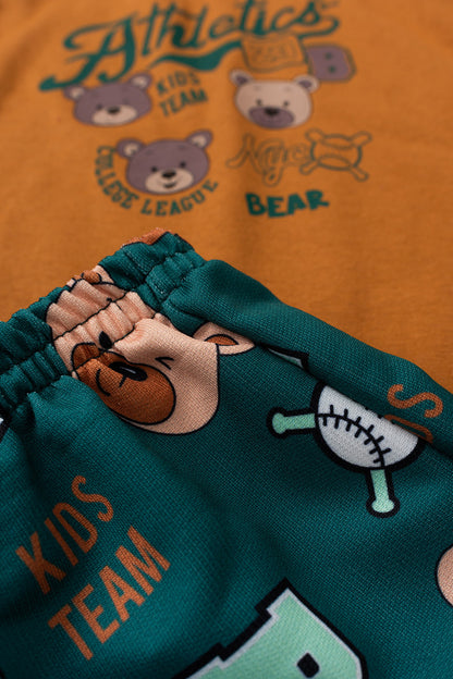 Conjunto de Verão para Menino Ursinho Atleta Caramelo