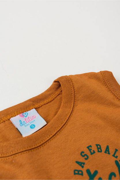 Conjunto de Verão para Menino Ursinho Atleta Caramelo