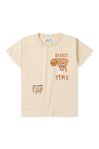 Conjunto de Verão para Menino Hora do Basquete Bege