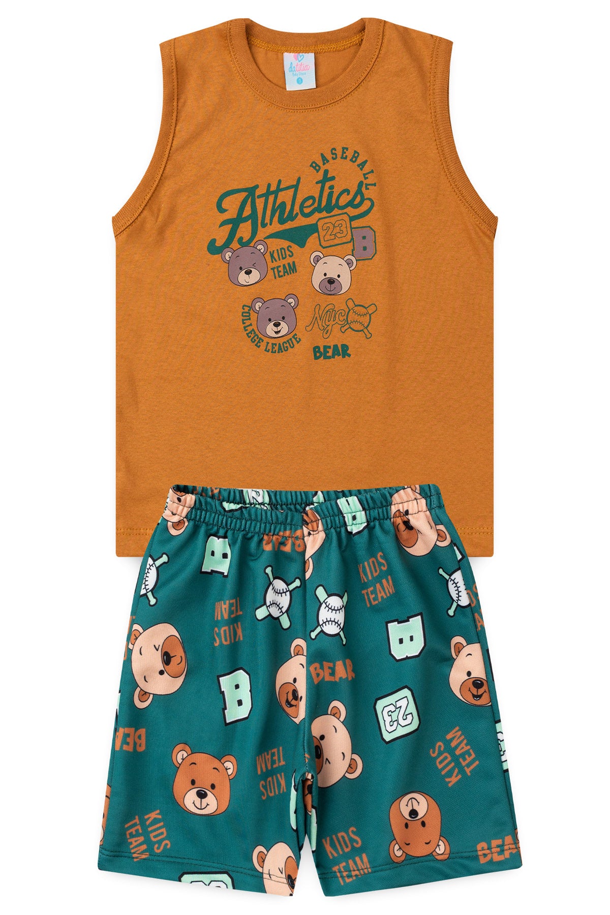 Conjunto de Verão para Menino Ursinho Atleta Caramelo