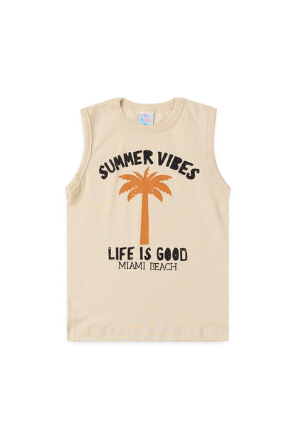 Conjunto de Verão para Menino Vibes de Miami Bege