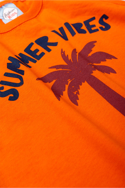 Conjunto de Verão para Menino Vibes de Miami Laranja