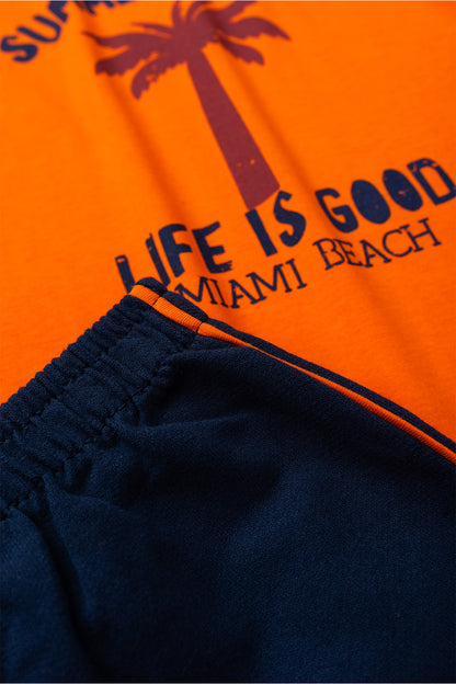Conjunto de Verão para Menino Vibes de Miami Laranja