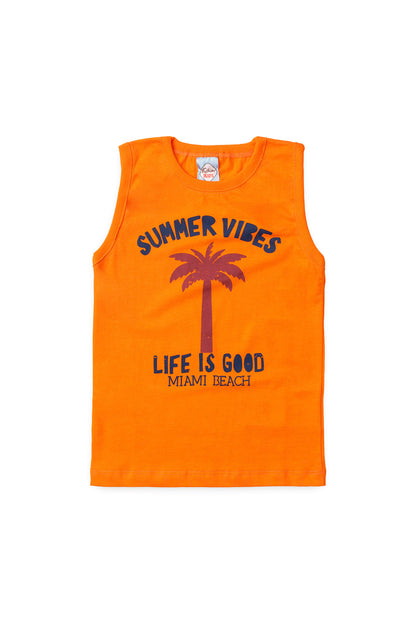 Conjunto de Verão para Menino Vibes de Miami Laranja