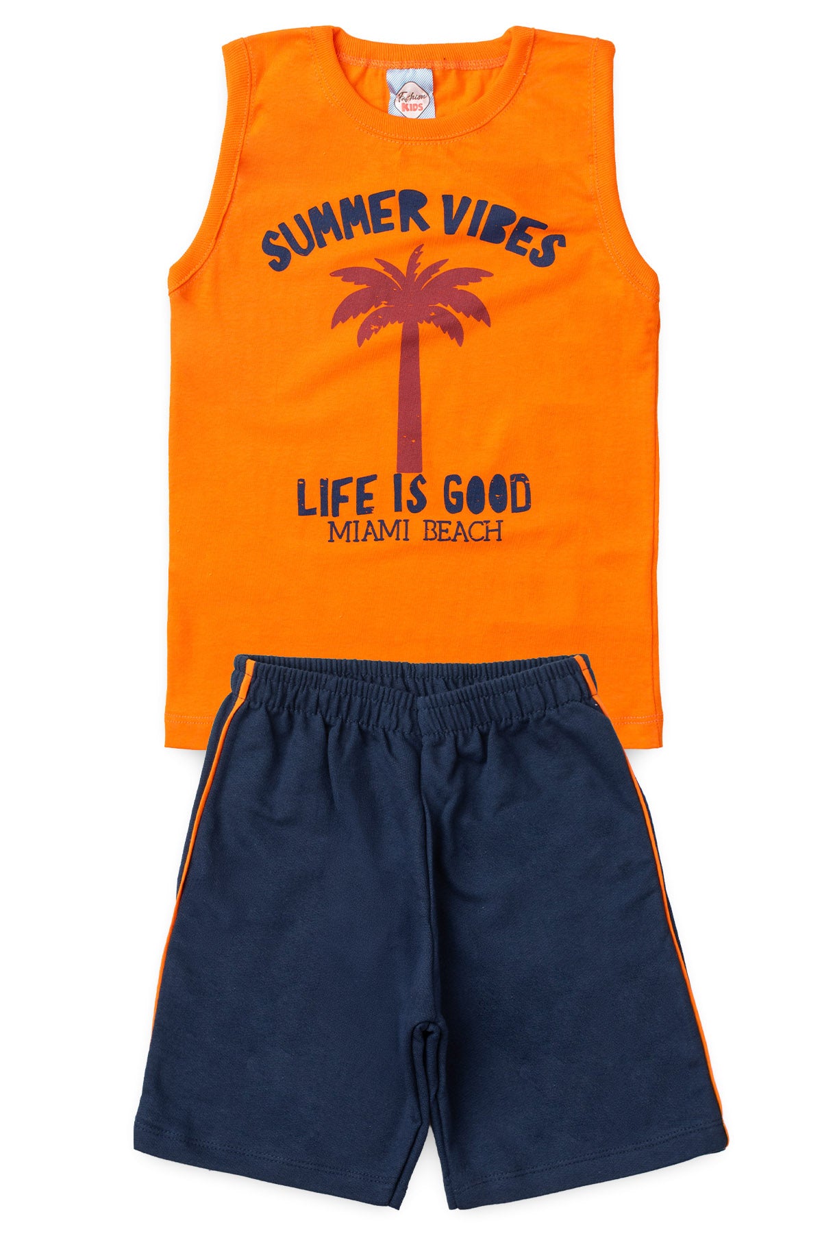 Conjunto de Verão para Menino Vibes de Miami Laranja