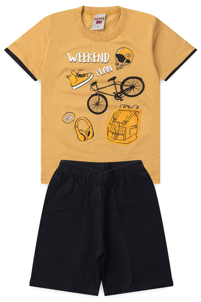 Conjunto de Verão para Menino Weekend Plan Caqui