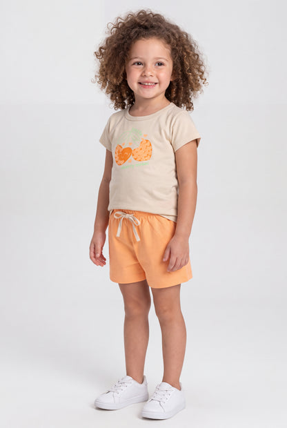 Conjunto de Verão para Menina Doce Refresco Bege