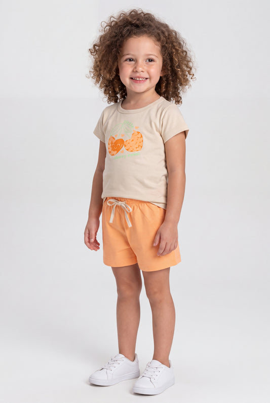 Conjunto de Verão para Menina Doce Refresco Bege