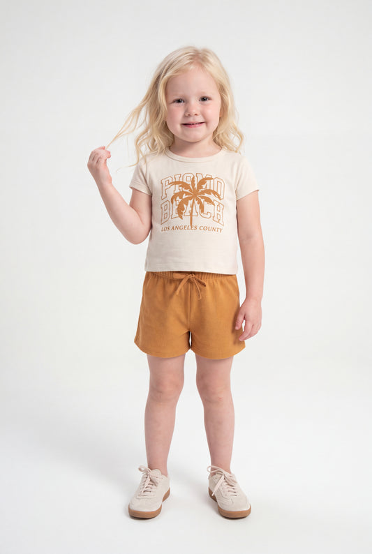 Conjunto de Verão para Menina Praia Califórnia Bege