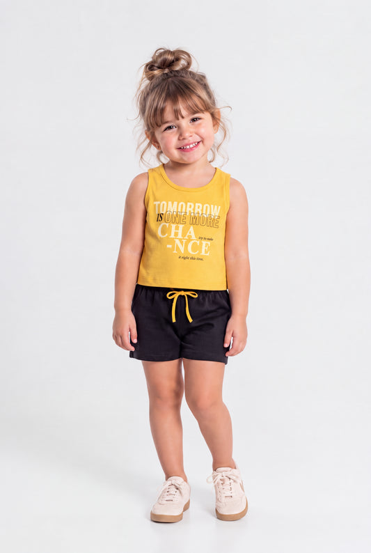 Conjunto de Verão para Menina Novas Chances Amarelo