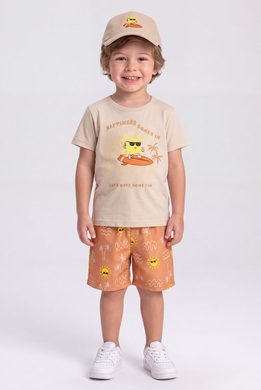 Conjunto de Verão para Menino Sol Radical Bege