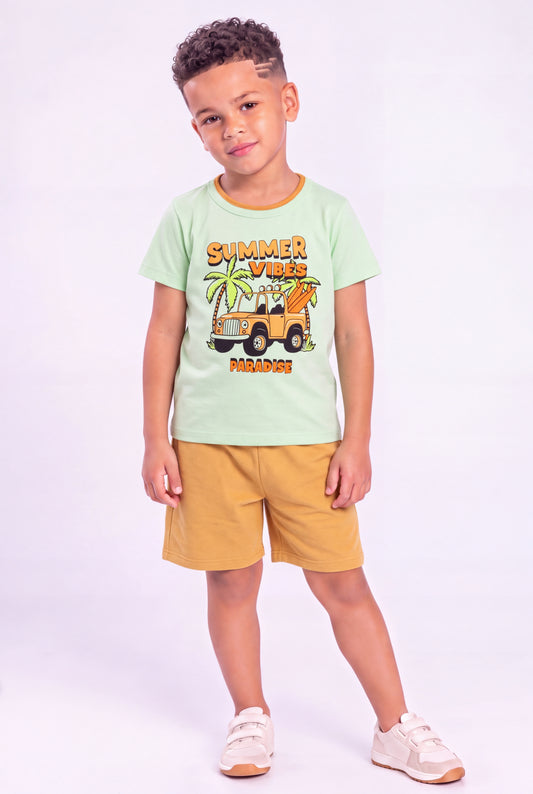 Conjunto de Verão para Menino Clima de Verão Verde