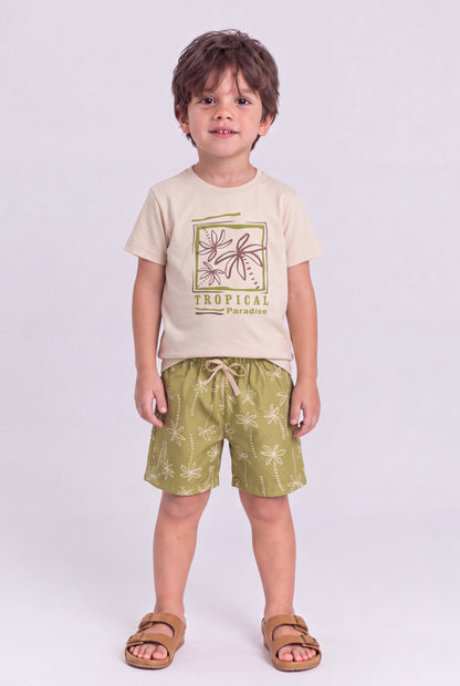 Conjunto de Verão para Menino Paraíso dos Coqueiros Bege