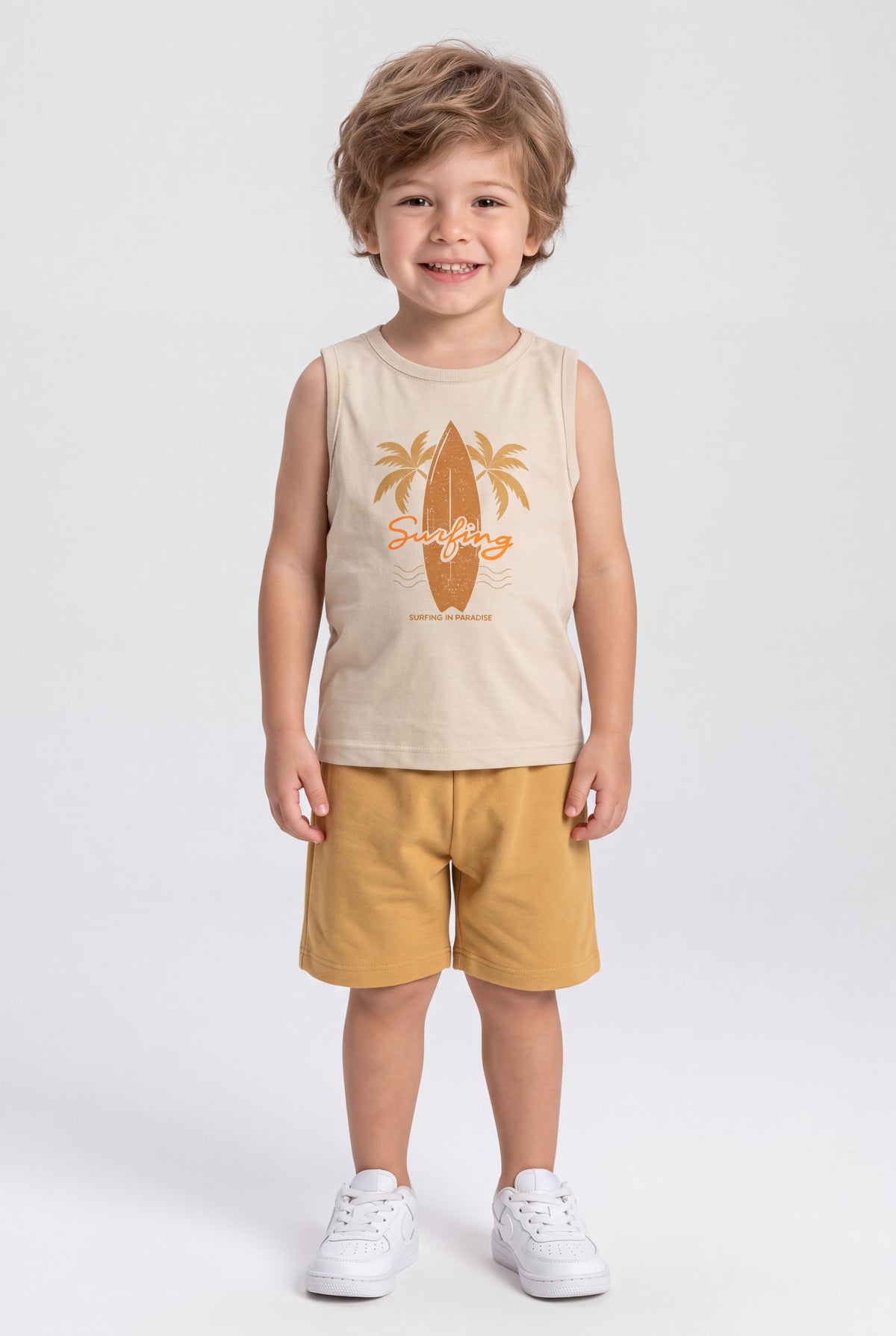 Conjunto de Verão para Menino Prancha Radical Bege