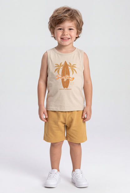 Conjunto de Verão para Menino Prancha Radical Bege