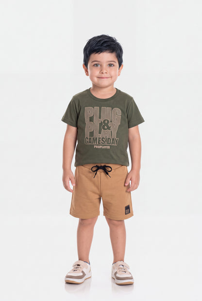 Conjunto de Verão para Menino Estampado Verde