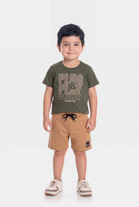Conjunto de Verão para Menino Estampado Verde
