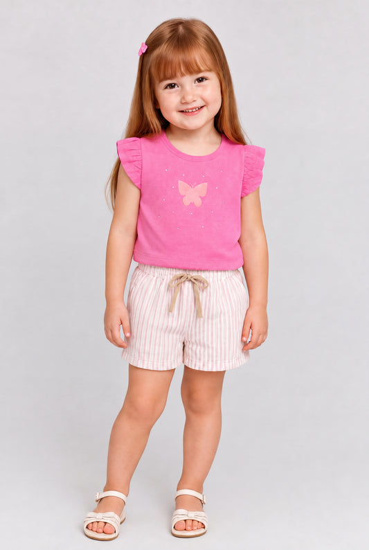 Conjunto de Verão para Menina Borboleta Encanto Pink