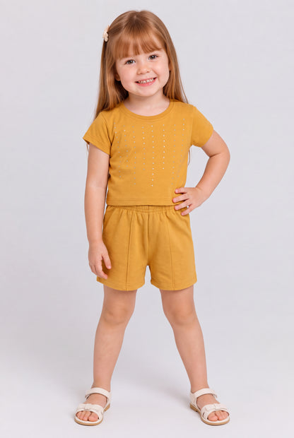 Conjunto de Verão para Menina Brilho Fashion Amarelo