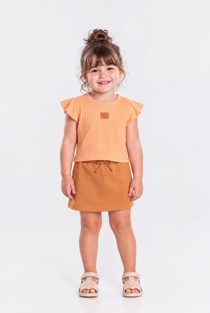 Conjunto de Verão para Menina Charme Delicado Salmão