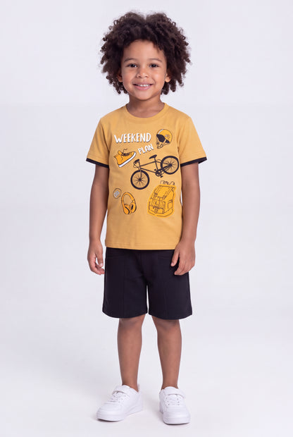 Conjunto de Verão para Menino Weekend Plan Caqui