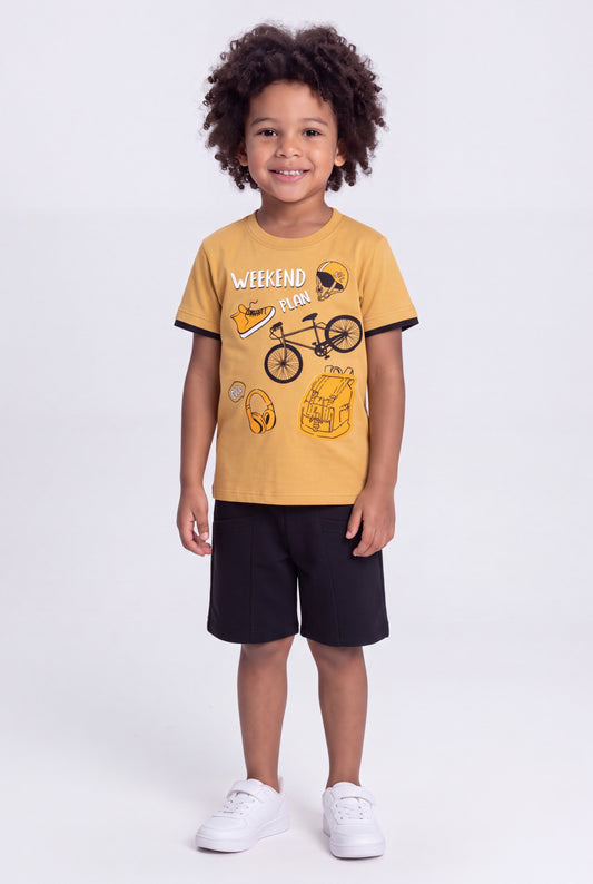 Conjunto de Verão para Menino Weekend Plan Caqui